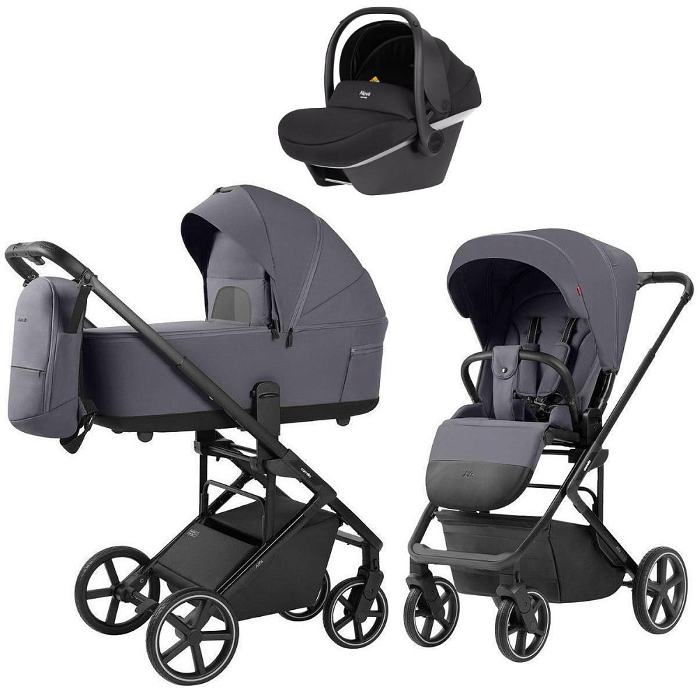 Коляска Carrello Alfa CRL-6522 2025 Nova DK791 Grey Line с базой Isofix 3 в 1 Fashion Grey