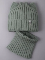 Шапка для девочки осенняя c ушками и снуд