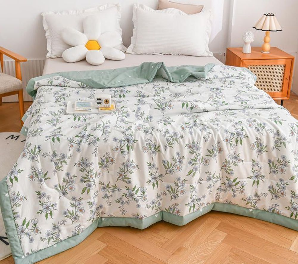 ZEPHYR HOME Одеяло лето 200х230 двуспалка белые цветы