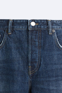 ZARA ДЖИНСЫ SLIM CROPPED-FIT, СИНИЙ