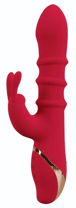 Красный вибратор-кролик с 3 подвижными кольцами Rabbit Vibrator with 3 Moving Rings - 23,7 см. (Цвет: красный)
