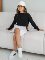 Лонгслив для девочки укороченный, черный