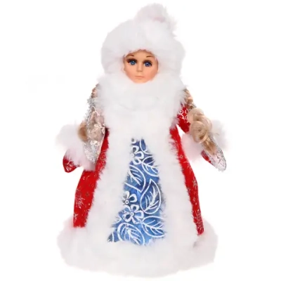 Снегурочка для подарков и конфет «Кому подарки?» 30 см (красная шубка)