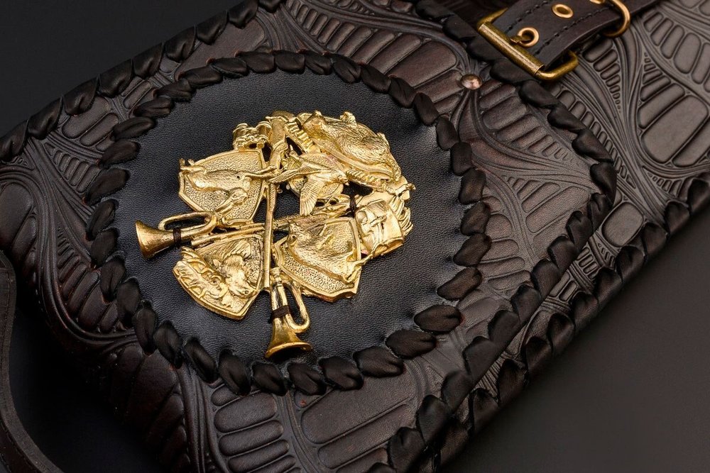 Подарочный набор шампуров "Премиальный", Карельская береза, чехол из натуральной кожи