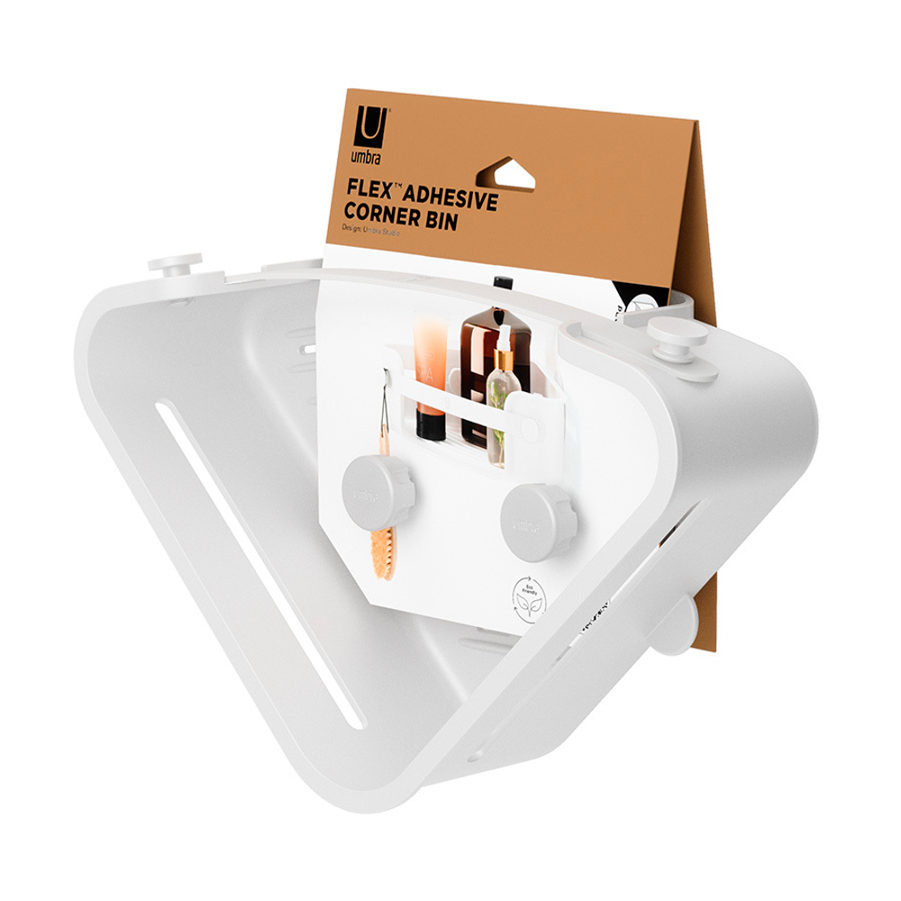 Органайзер для душа угловой flex adhesive, белый