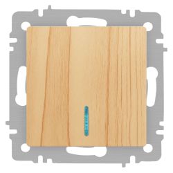 Выключатель Intro Accent 6-102-11 с подсветкой, 10А-250В, IP20, СУ, AL/CU, сосна