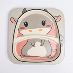 4482565 Набор бамбуковой посуды "Коровка", тарелка, миска, стакан, приборы, 5 предметов