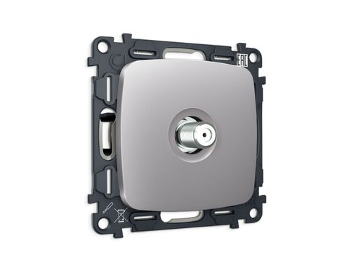 MO513050 Комплект механизма TV розетки SAT 5-2400MHz 3.5dB OMEGA Сталь матовый QUANT (OP5130, VM215)