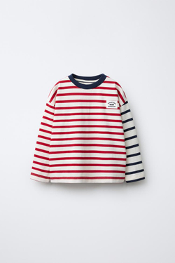 ZARA ФУТБОЛКА В ПОЛОСКУ, СИНИЙ