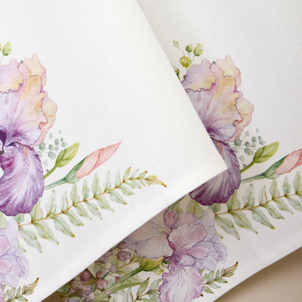 НАБОР ПОЛОТЕНЕЦ ИЗ 2 ШТ "ИРИСЫ"40Х60СМ, 100% ХЛОПОК,БЕЛЫЙ ,ТВИЛ