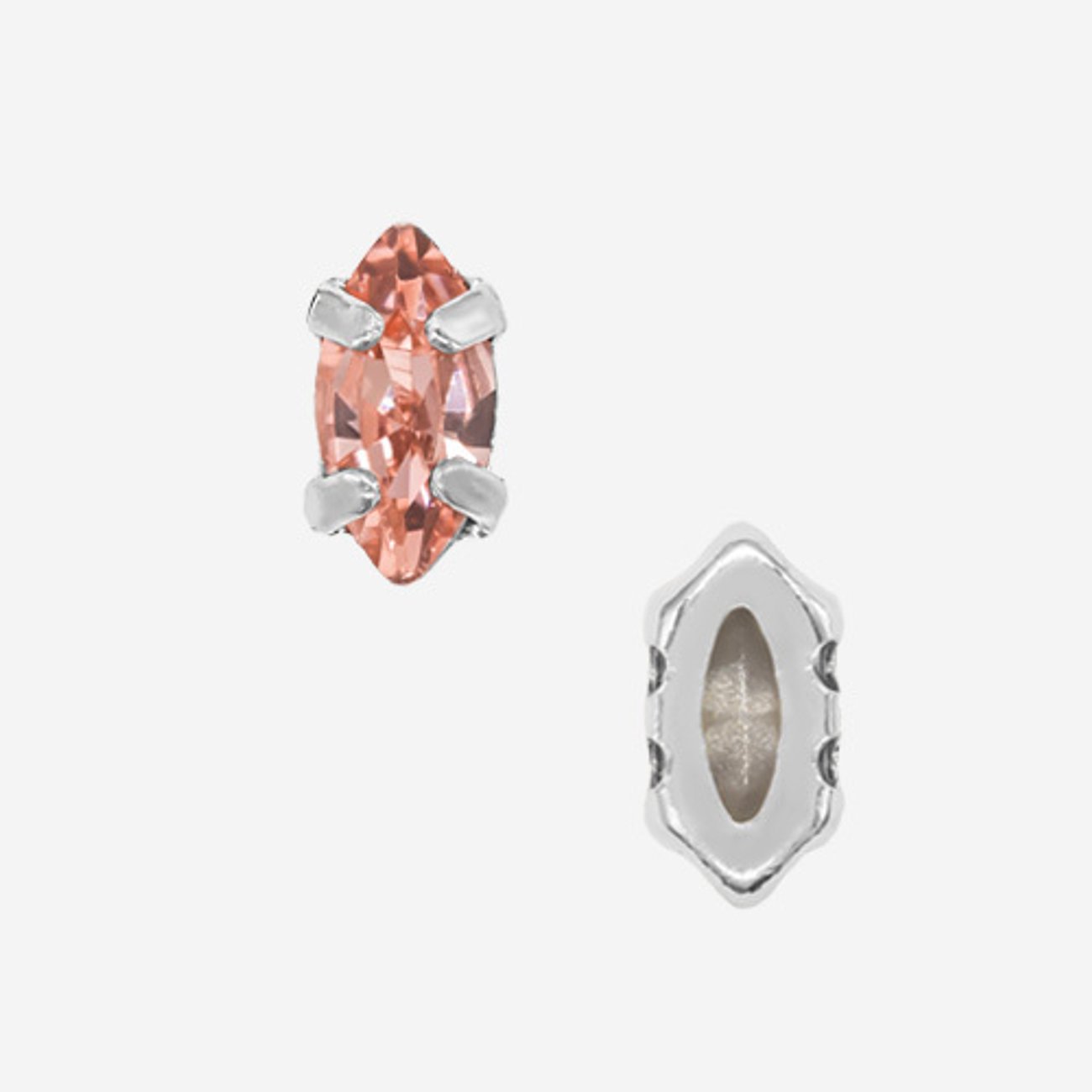 Кристалл Маркиз (Marquise Fancy Stone) в цапах, оттенок "Падпараджа"/"Padparadsha", 6*3мм, родирование