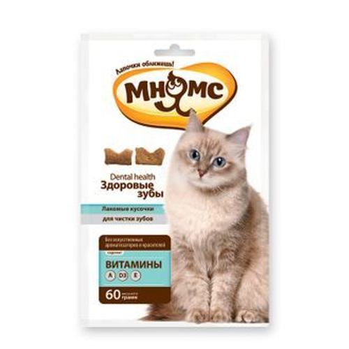 Мнямс Лакомство для кошек Хрустящие подушечки с цыпленком "Здоровые зубы" 60 г