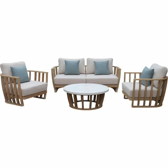 Комплект уличной мебели Woodland из массива эвкалипта, диван, 2 кресла, столик