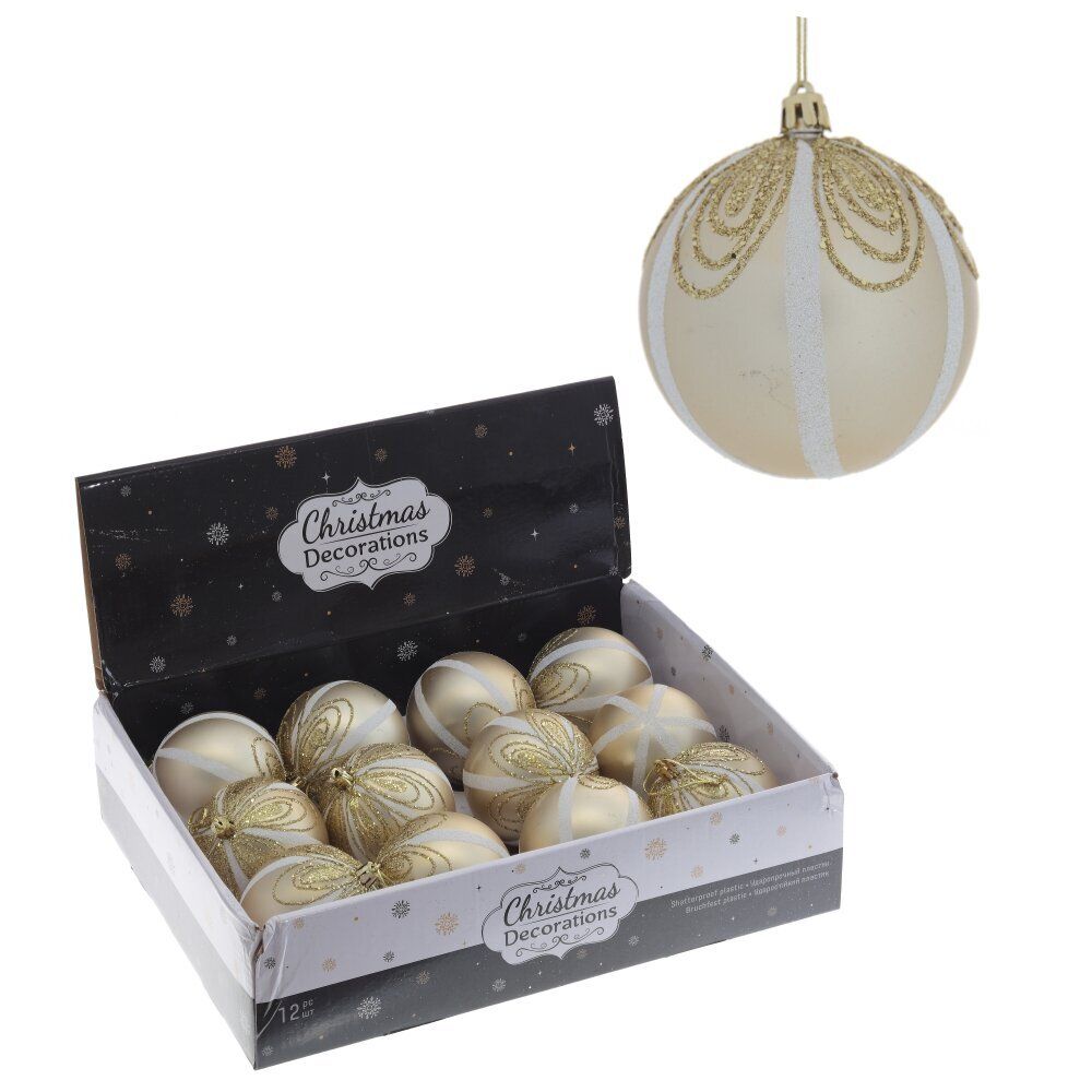 GAEM Набор из 12шт Украшение новогоднее "Шар", D 8 см, L35 W27 H8,5 см