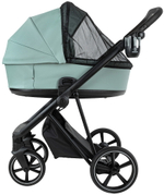 Детская коляска Roan Sol Vintage Leather 2.0 3 в 1 с автокреслом Pituso Baesa Pro Black,Beige Canopy SL/13/L Misti Mint/Grey/руч. Серый