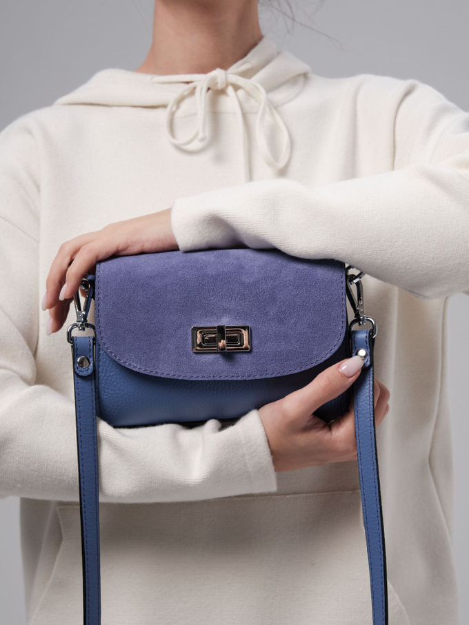 Сумка замшевая на плечо кросс-боди сиреневая