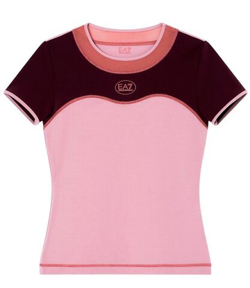 Женская теннисная футболка EA7 Tennis Pro Freestyle - dusky orchid/bordeaux