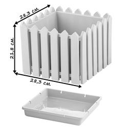 Кашпо "Лардо" квадратное 28,3х28,3х21,8 см. Цвет: Белый.