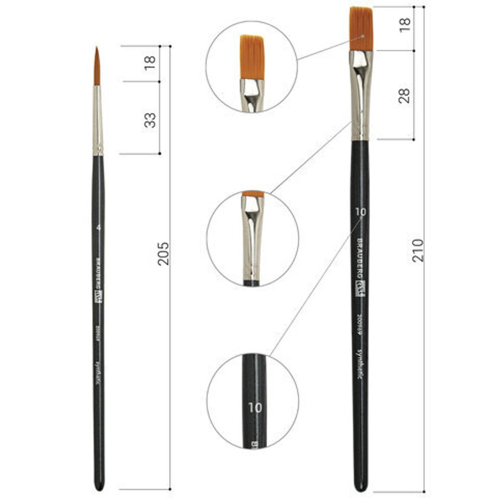 Кисти художественные набор 12 шт., в черной скрутке, синтетика, BRAUBERG ART CLASSIC, № 0-14, 200969