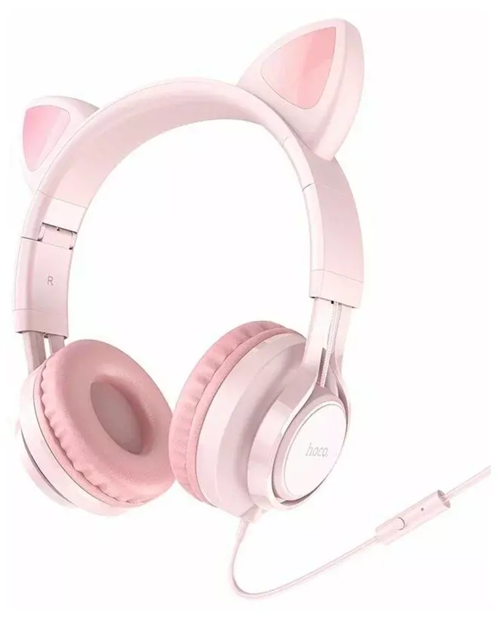 Наушники HOCO детские с ушками Cat W36 Pink