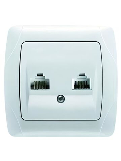 Розетка телефонная + компьютерная ( RJ11+ RJ45) VIKO CARMEN белый