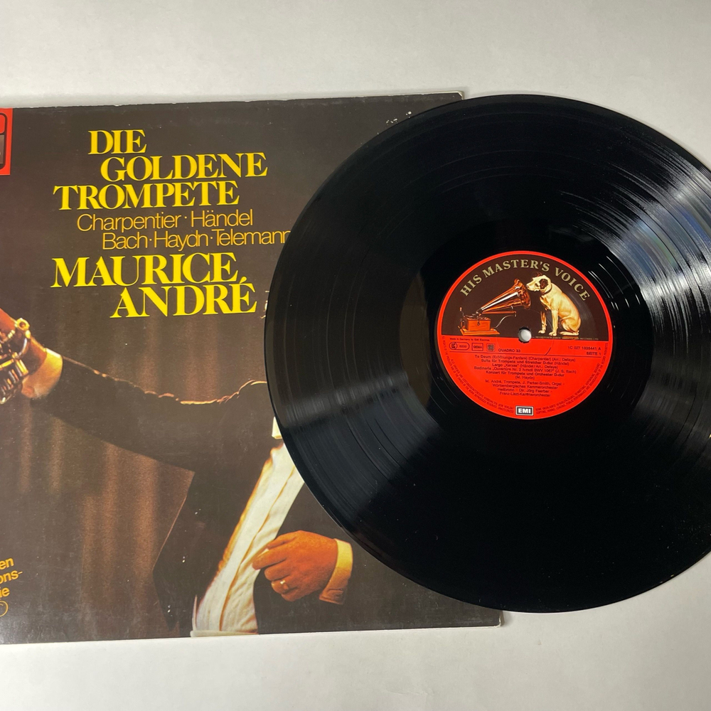 Винтажная виниловая пластинка LP Maurice Andre, Mark Carpentier, Georg F. Handel Гендель, J. S. Bach Бах, M. Haydn Гайдн, Goldene Trompete (Германия 1984) Quadraphonic