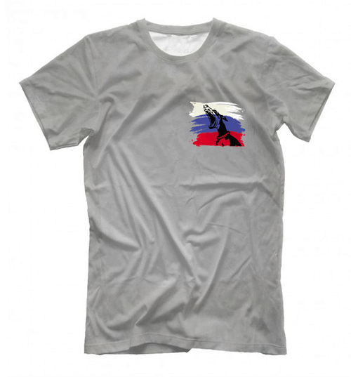 Футболка "Доберман кусается на флаге"