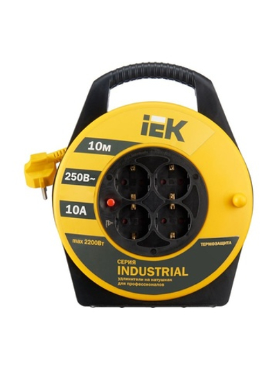 Удлинитель на катушке 4х10м с заземл. 10А IP20 Industrial УК10 3х1 термозащита IEK WKP14-10-04-10