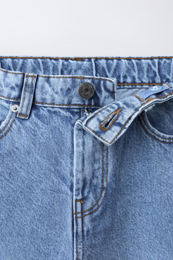 ZARA ДЖИНСЫ BALLOON С ВЫШИВКОЙ, СИНИЙ