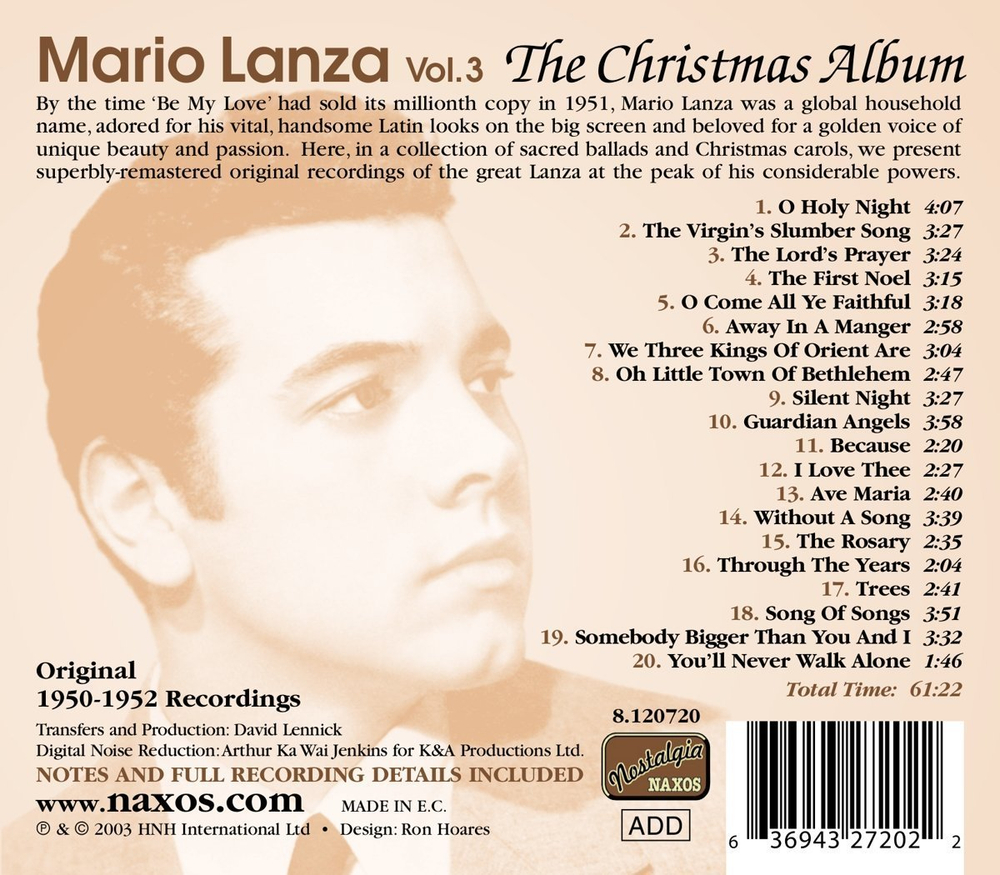 Mario Lanza / Christmas Album (CD)