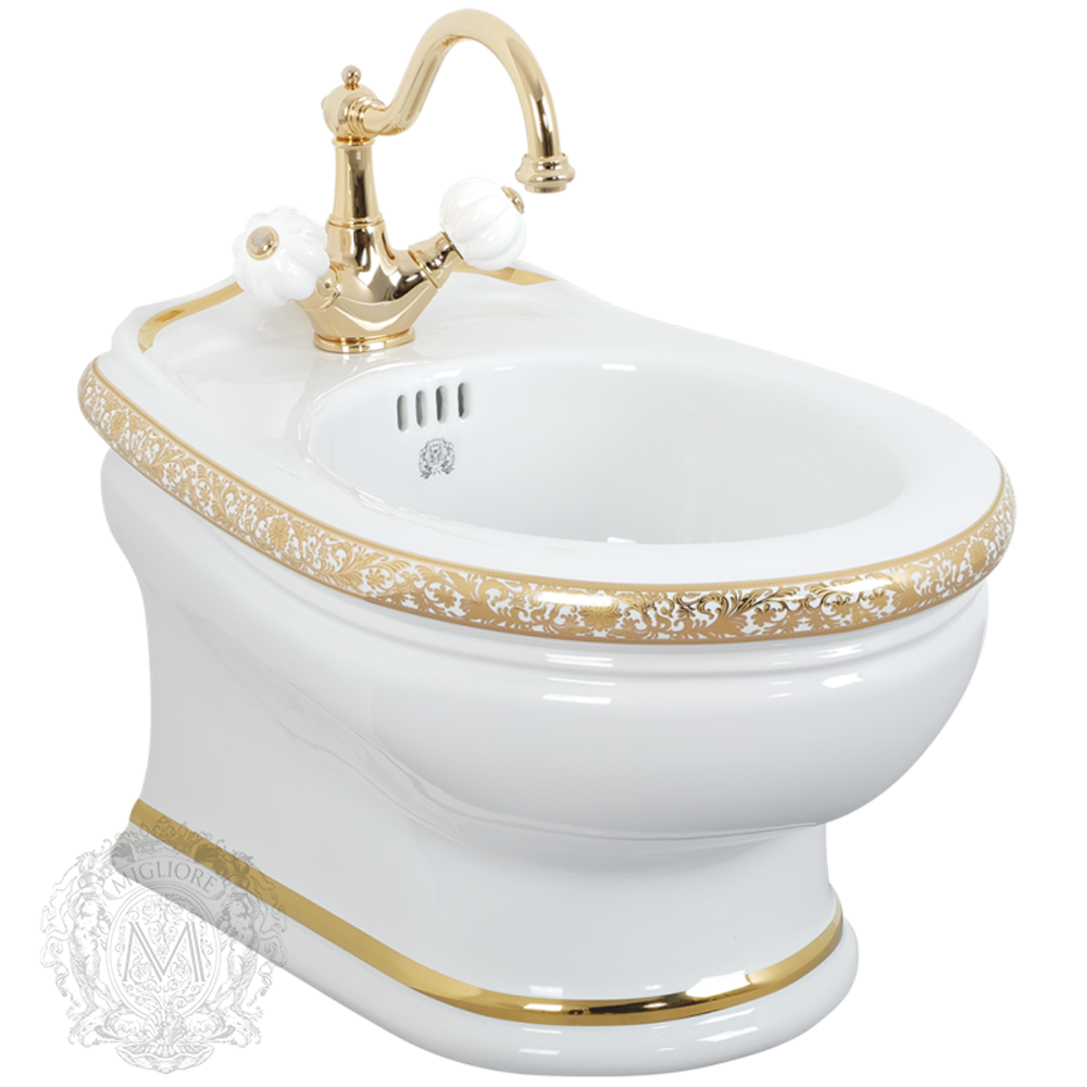 Биде подвесное Migliore Milady ML.MLD-25.730.D4.DO, декор золото