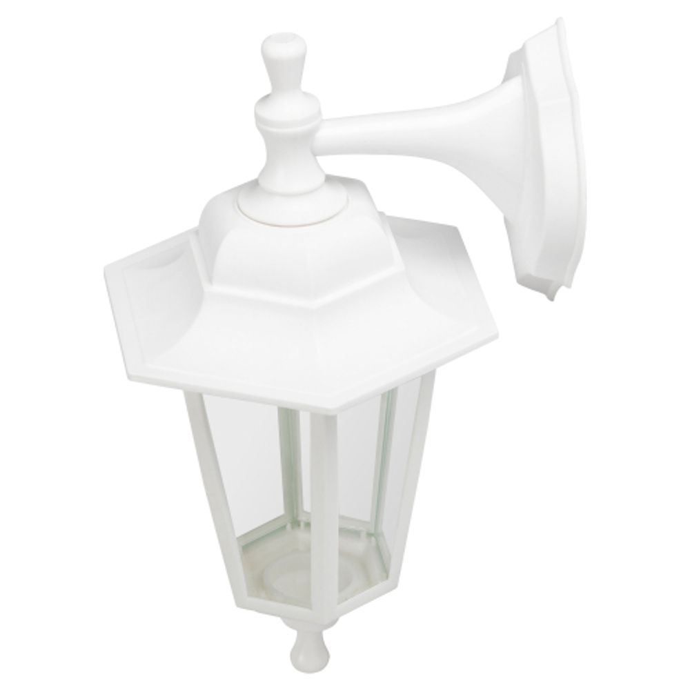 Садово-парковый светильник ЭРА НБУ 06-60-001 белый 6 гранный настенный IP44 Е27 max60Вт