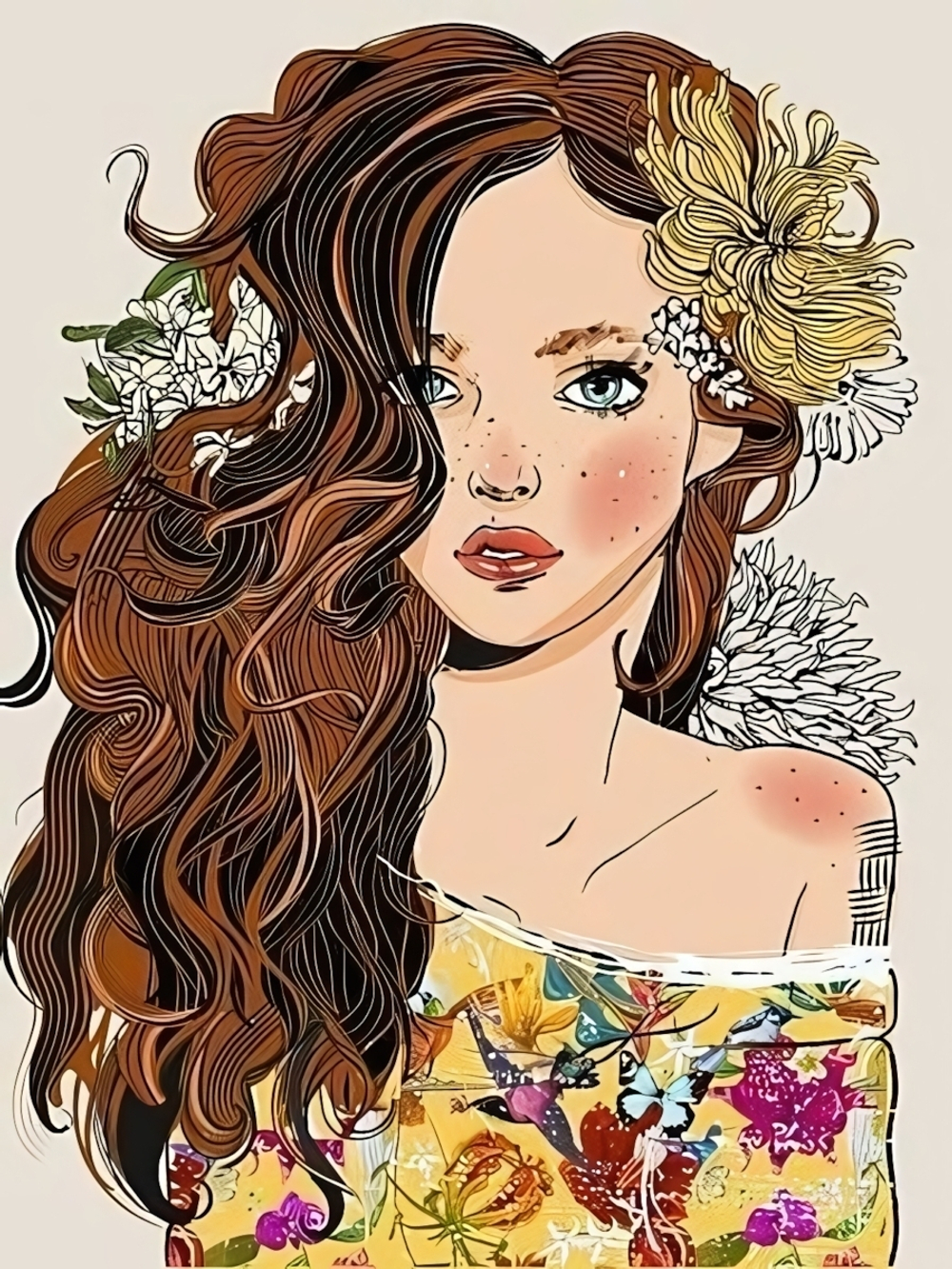 Алмазная мозаика 30*40см "Летняя девушка" (Арт. ACA040)