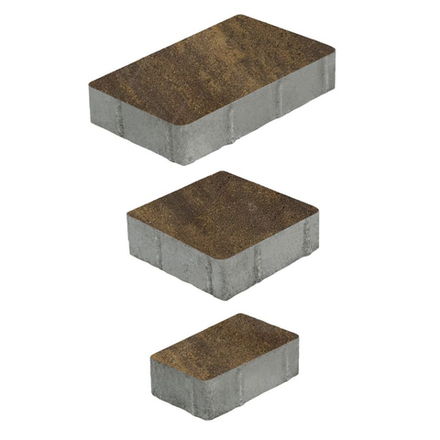 Тротуарная плитка СТАРЫЙ ГОРОД - Листопад гладкий Мокко, комплект из 3 видов плит