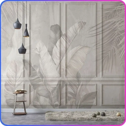 Фотообои Тропические листья на бетоне 300х270 см Luxury Walls AM39103