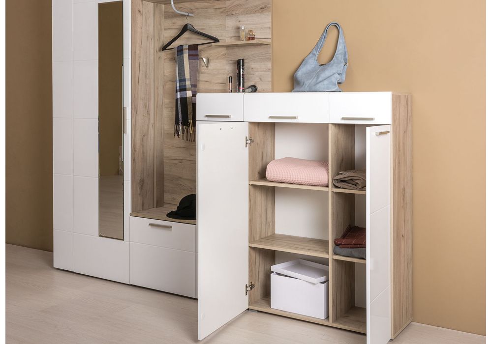 Модульная прихожая Лайн дуб серый craft K 002 PW / белый глянец пвх комплектация 3