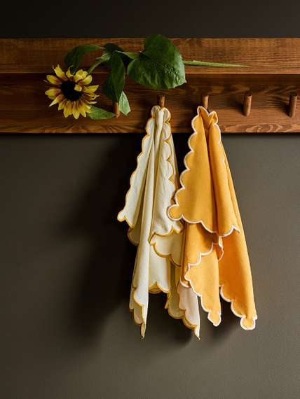 Набор кухонных полотенец с контрастным кантом горчичного цвета из коллекции trendy ruffles, 50х70 см