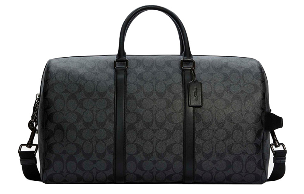 COACH Venturer Coated Canvas With Calfskin Travel Bag Unisex Black