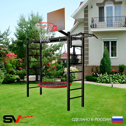 Уличная шведская стенка Sv Sport рукоход У521К (Турник/Гнездо 80см/Щит баскет)
