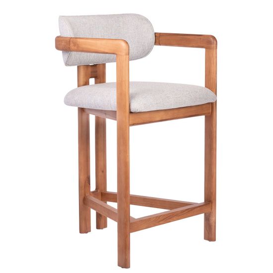 Стул полубарный Rich рогожка бежево-голубая с ножками цвета орех