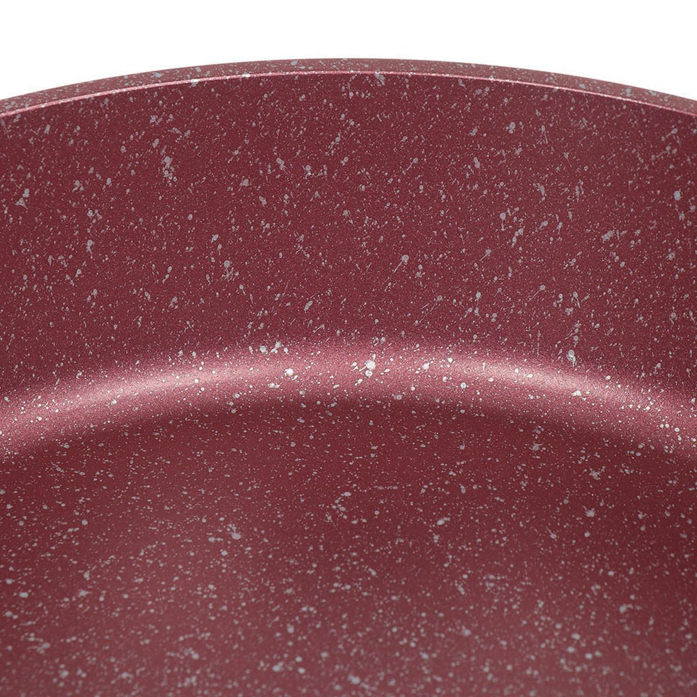 Сотейник алюминий, 28 см, антиприг, Daniks, Мрамор Олимп, винный, STWP-28-RWM-IND-LID, с крыш, индук