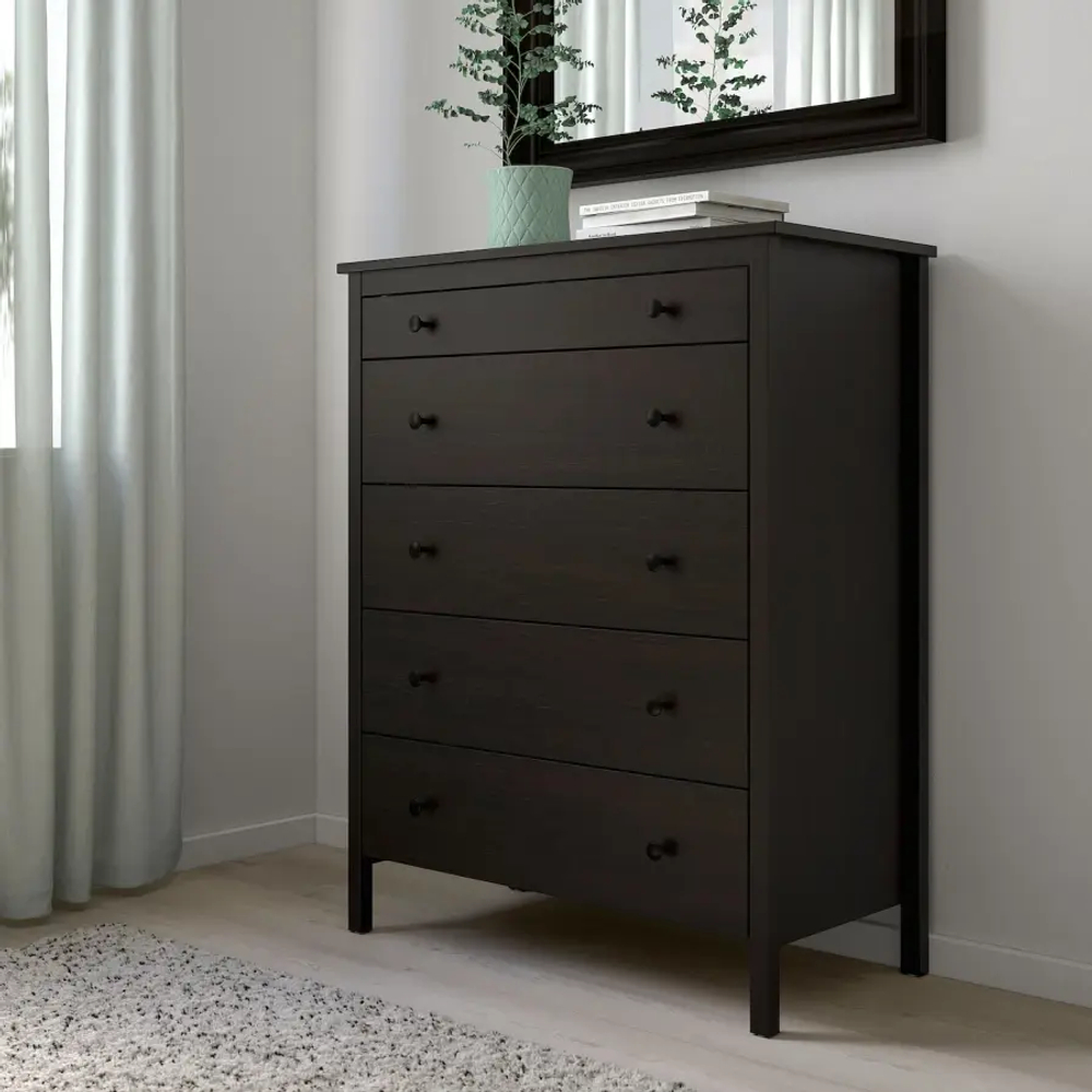Комод с 5 ящиками - IKEA KOPPANG/КОППАНГ ИКЕА, 44х90х114 см, черный