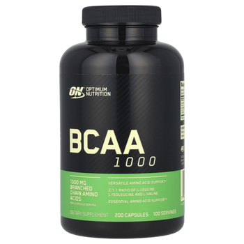 Optimum Nutrition BCAA 1000 мг 200 капсул (500 мг в 1 капсуле), БСАА