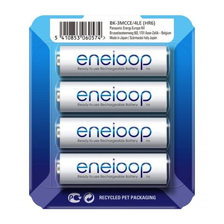 Аккумулятор PANASONIC Eneloop AA 1900 4BP (BK-3MCCE/4LE) 1900 mAh, 4 шт, блистер-кейс, AA