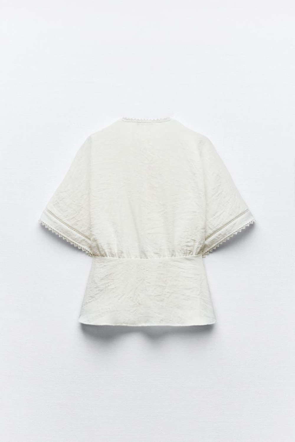 ZARA ТОП С КРУЖЕВОМ, БЕЛЫЙ