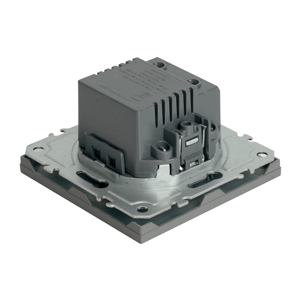 Розетка 2-местная USB + Type C (механизм), STEKKER, 250В, 20W, серия Эмили, RST10-5115-10, платиново-серый, soft touch 49957