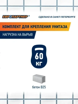 Крепление для унитаза основание 20-40 мм с нержавеющим шурупом Европартнер (2 шт.)