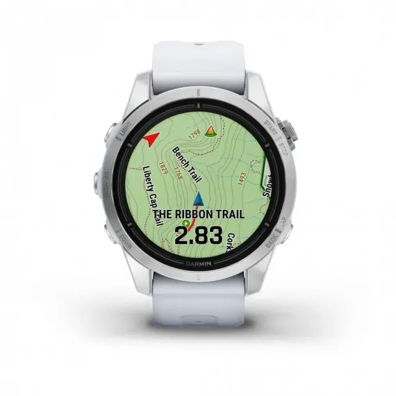 Garmin epix Pro (Gen 2) Standard Edition 42 мм, серебристый корпус, белый ремешок