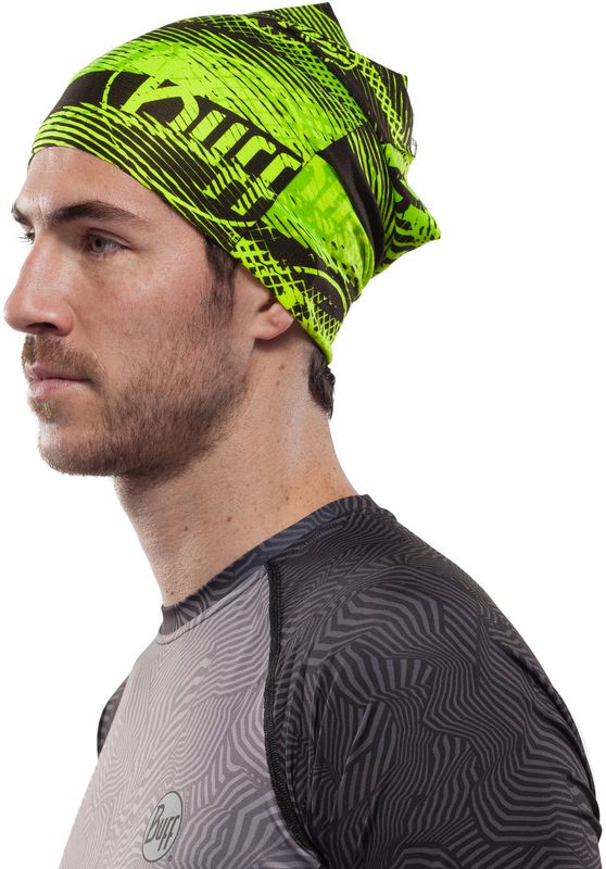 Широкая спортивная повязка на голову Buff Headband Wide CoolNet Flash Logo Yellow Fluor Фото 2