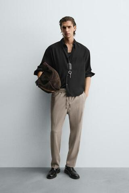 ZARA БРЮКИ-ДЖОГГЕРЫ КОМФОРТНОЙ ПОСАДКИ, РЫЖЕВАТО-КОРИЧНЕВЫЙ МЕЛАНЖ